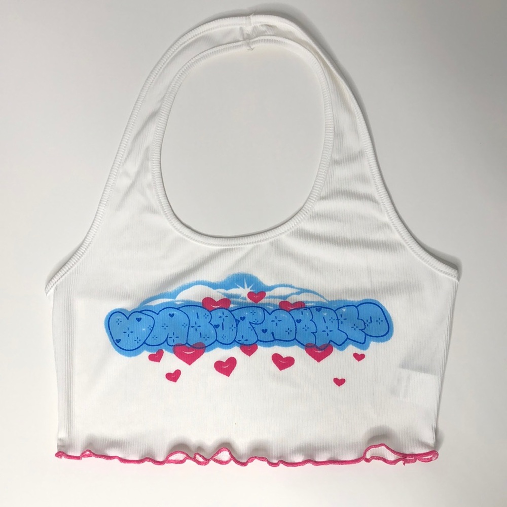 SHEIN Letter & Heart Graphic White Top